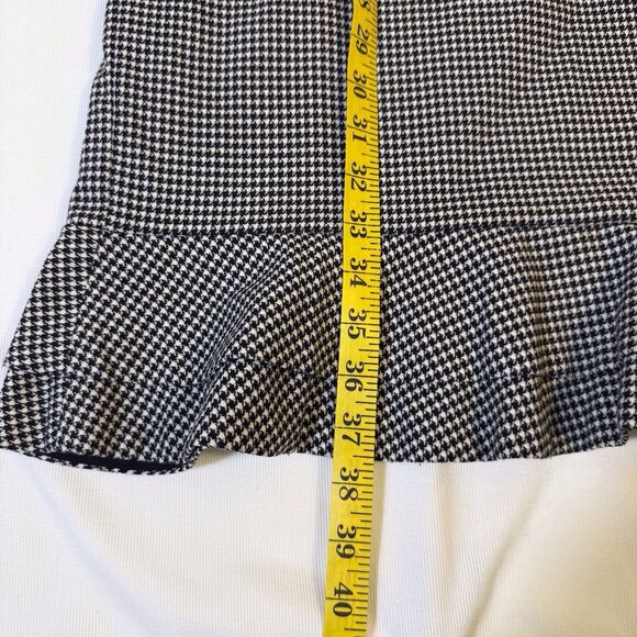 Women Ann Taylor Houndstooth Flounce‎ Sheath Dress Black /White Sz 6 Work Office - Picture 6 of 15